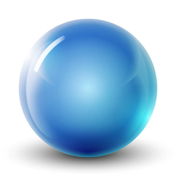 istock Glass light blue ball or precious pearl. Glossy realistic ball, 3D abstract vector illustration highlighted on a white background. Big metal bubble  with shadow. 1226266308