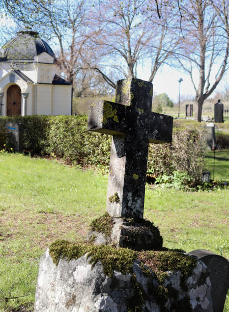 istock Old mossy headstone, cementery in Bro, Stockholm county 1226267465