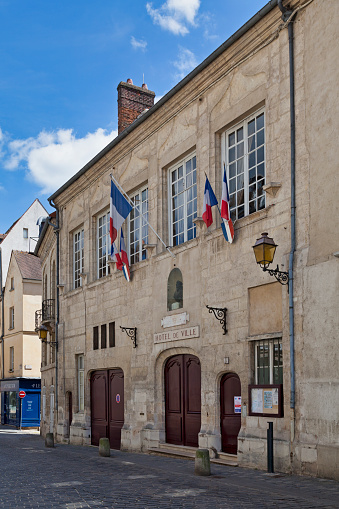 Senlis, France - May 19 2020: City hall of Senlis in the city center.