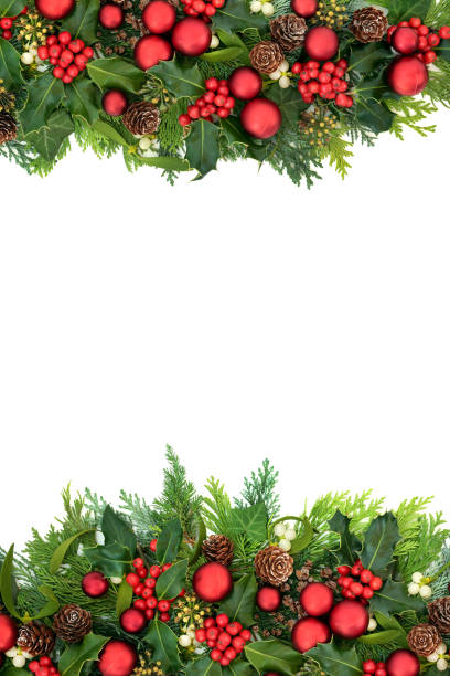 istock Christmas Border with Baubles and Winter Greenery 1226268456