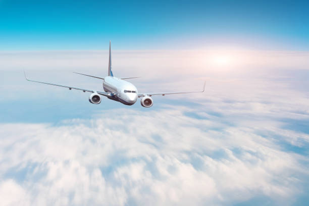 istock Passenger plane flies high above the clouds in the blue sky. 1226269987
