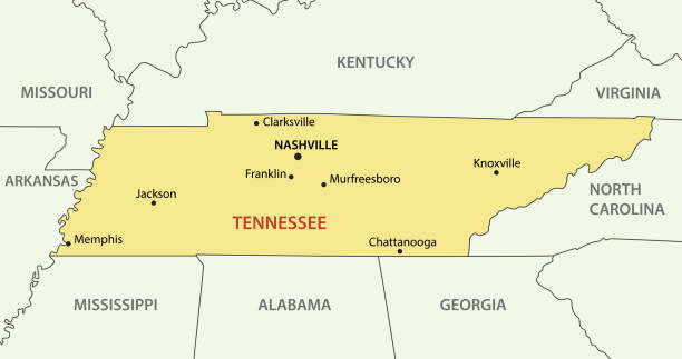 テネシー州 - ベクトル - アメリカの状態 - tennessee map usa nashville点のイラスト素材／クリップアート素材／マンガ素材／アイコン素材