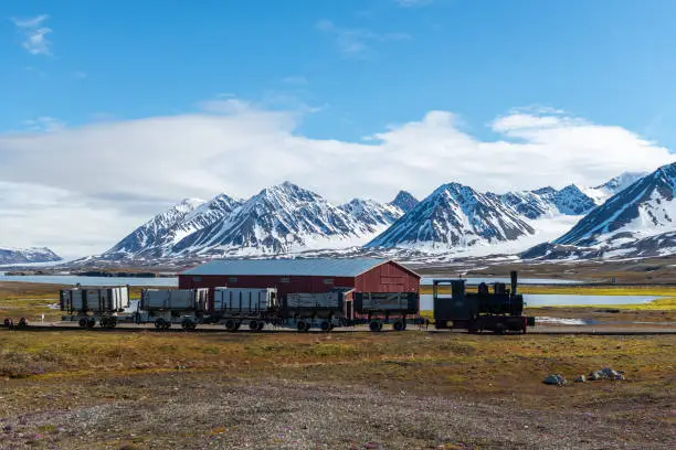 Old coal mining train at Ny-Alesund, Spitzbergen, Svalbard