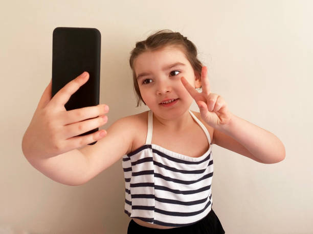 istock Little girl is taking selfie 1226279958
