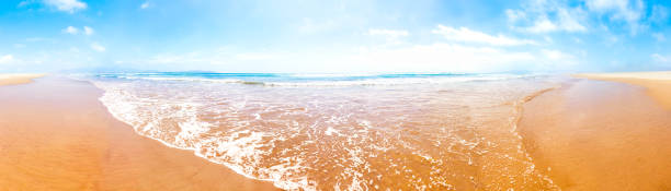 istock Blue ocean waves and yellow sand 1226280272