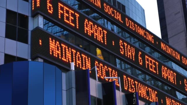 Times Square Ticker Reminds People About Social Distancing
