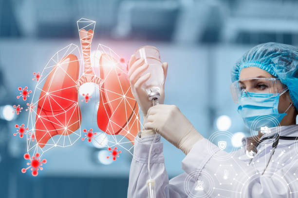 Concept of inpatient treatment of the lungs of a virus infected. The concept of inpatient treatment of the lungs of a virus infected. inpatient stock pictures, royalty-free photos & images