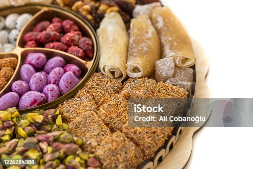 istock Colorful and various candies, Turkish delight fruit candies 1226284388