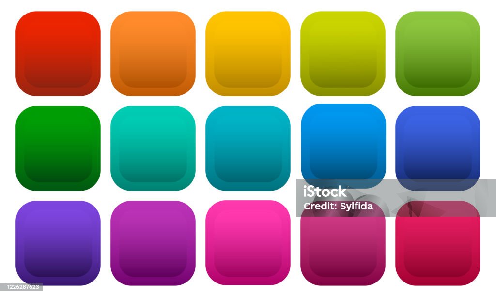 Button Color Square Colorful Square Buttons Isolated On White Background Vector Stock ...