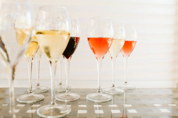 istock Wine tasting set in the light airy environment. Custom wine tasting concept 1226288589