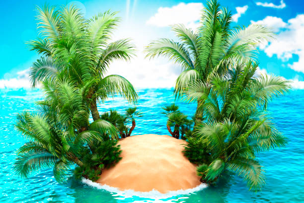 istock Sunny tropical Caribbean beach with palm trees and turquoise water. 1226290889