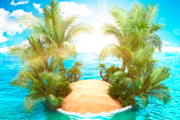 istock Sunny tropical Caribbean beach with palm trees and turquoise water. 1226290899