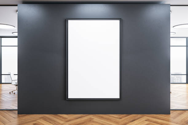istock Minimalistic meeting room interior with blank banner 1226290979