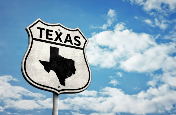 Route 66 Texas map roadsign Route 66 Texas map roadsign austin texas photos stock pictures, royalty-free photos & images