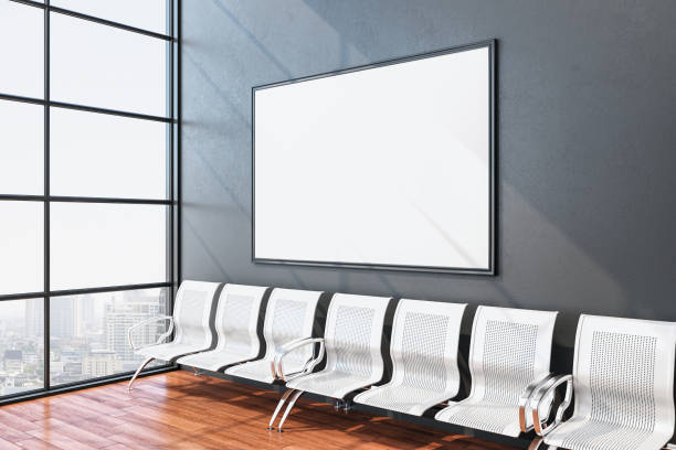 istock Bright airport waiting room with billboard 1226291109