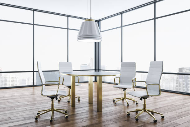 istock Luxury conference interior with city view 1226292014