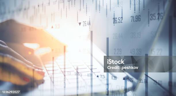 Forex Hand Sign Hand Using Of Laptop With Abstract Forex Chart Stock Photo - Download ...