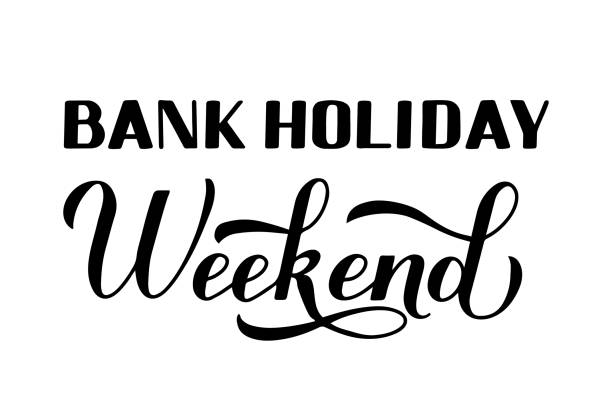 Bank Holiday Weekend calligraphy hand lettering isolated on white background. Vector template for typography poster, banner, flyer, sticker, shirt, postcard, emblem design, etc. Bank Holiday Weekend calligraphy hand lettering isolated on white background. Vector template for typography poster, banner, flyer, sticker, shirt, postcard, emblem design, etc. national holiday stock illustrations