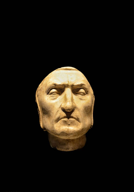 Dante's Death Mask isolated on black background Dante Alighieri's Death Mask isolated on black background.  Palazzo Vecchio, Florence, Italy dante stock pictures, royalty-free photos & images