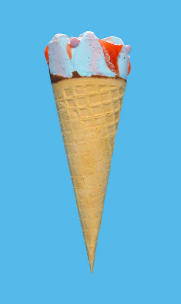 istock side view fresh marshmallow and raspberry flavor ice cream cone on blue background 1226320136