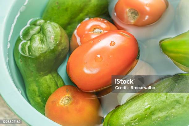 Tomato Chayote And Onion Vegetarian Food Stock Photo - Download Image Now - Chayote Squash, Salad, Tomato