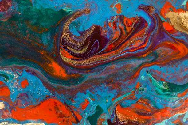 istock Marble colorful background. Colorful abstract paint texture with golden glitter. 1226324284