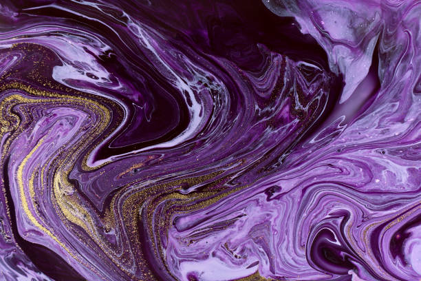 istock Violet marble abstract background. Mixed inks texture with golden glitter. 1226324315