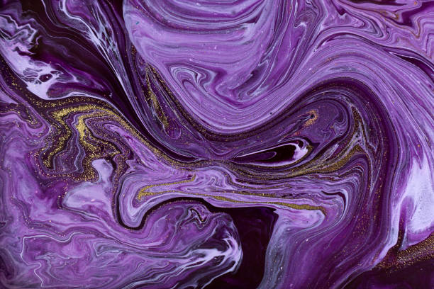 istock Violet marble abstract background. Mixed inks texture with golden glitter. 1226324320