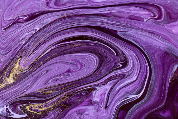 istock Violet marble abstract background. Mixed inks texture with golden glitter. 1226324831