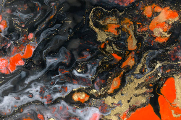 istock Red, black and gold paint liquid background. Abstract marble texture. 1226324882