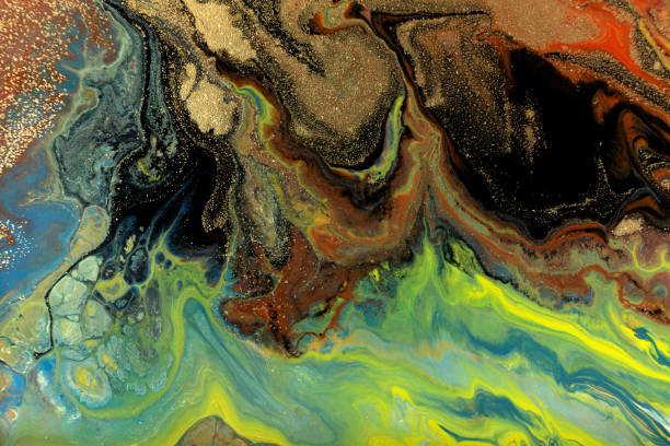 istock Marbled blue, black and green abstract background. Liquid marble pattern. 1226325004
