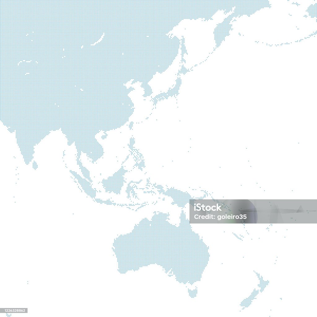 Blue Dotted East Asia Map Stock Illustration - Download Image Now - Map