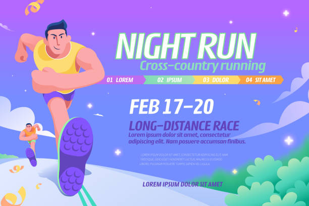 Night run event illustration vector art illustration