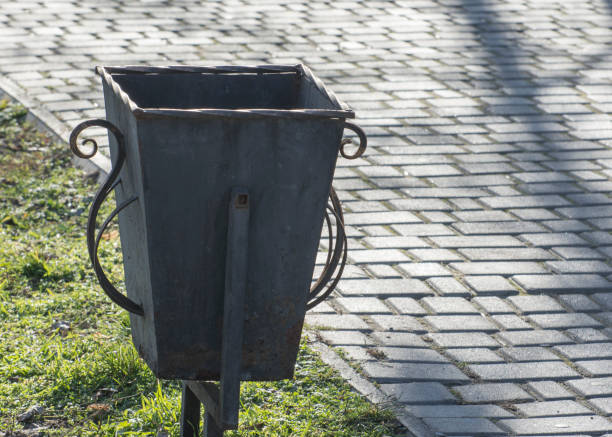 Iron litter bin in the park.