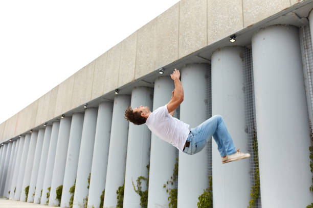 istock stuntman showing master class, working out before shooting a movie 1226338663