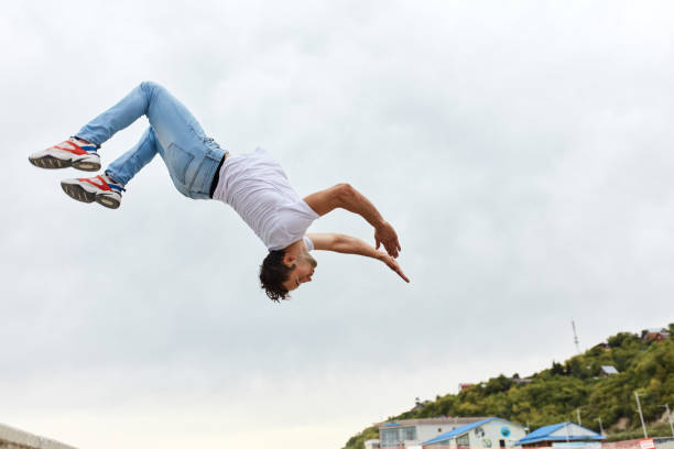 istock motivated man studies parkour on their own. 1226339561