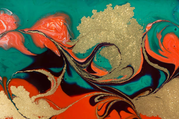 istock Red, green and gold mixed marble paint. 1226340313