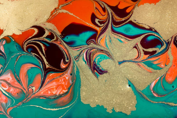 istock Red, green and gold mixed marble paint. 1226340342