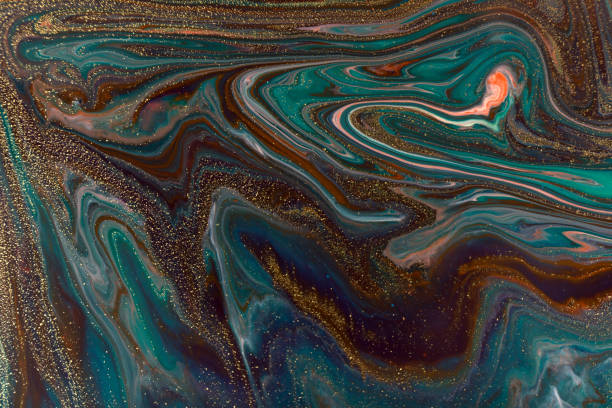 istock Colorful mixed paint marble green and pink pattern. 1226340368