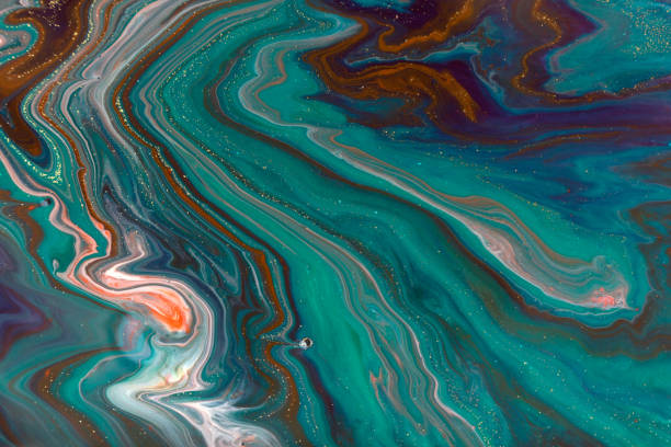 istock Colorful mixed paint marble green and pink pattern. 1226340370