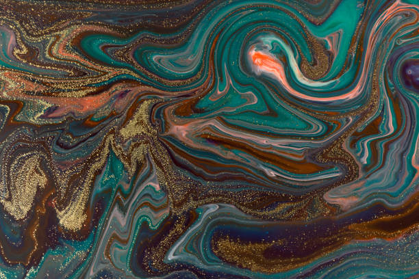 istock Colorful mixed paint marble green and pink pattern. 1226340412