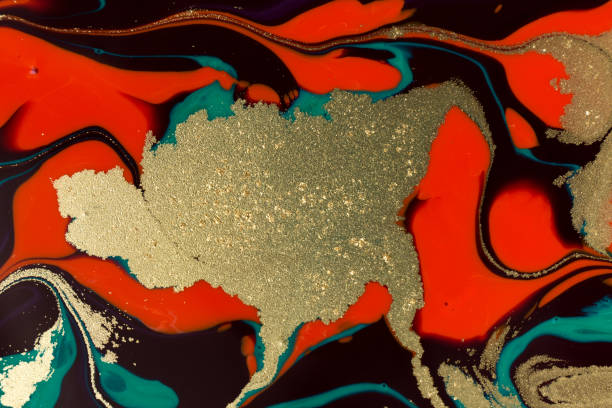 istock Red, green and gold abstract paint marble background. 1226340431