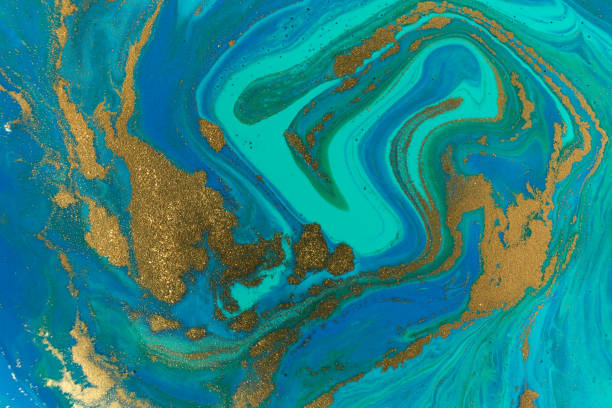 istock Marbled blue abstract wave background in ocean style. 1226341001