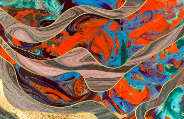 istock Mixed colorful inks background. Abstract paint texture with golden glitter. 1226341031