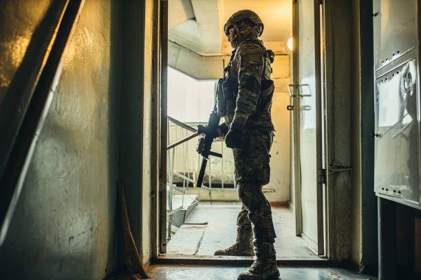 istock side view on military man isolated in landing 1226341056
