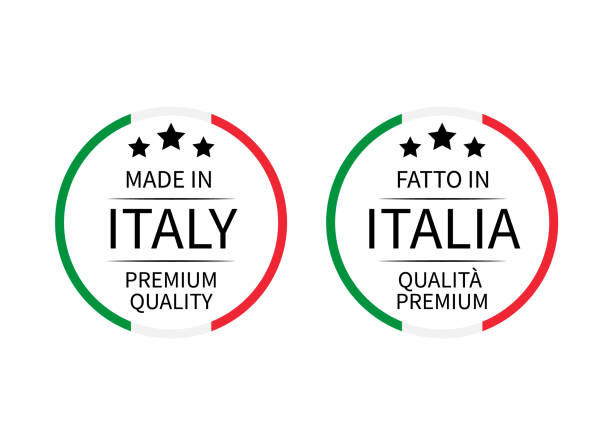 Made in Italy Premium Quality and Fatto in Italia round labels (in English and Italian) isolated on white. Vector icon. Perfect for logo design, tags, badges, stickers, emblem, product packaging. Made in Italy Premium Quality and Fatto in Italia round labels (in English and Italian) isolated on white. Vector icon. Perfect for logo design, tags, badges, stickers, emblem, product packaging. italie stock illustrations