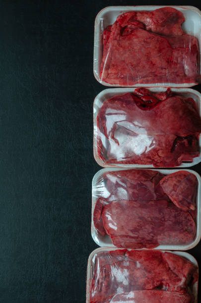 istock Raw pork lungs packed in portions. 1226341367