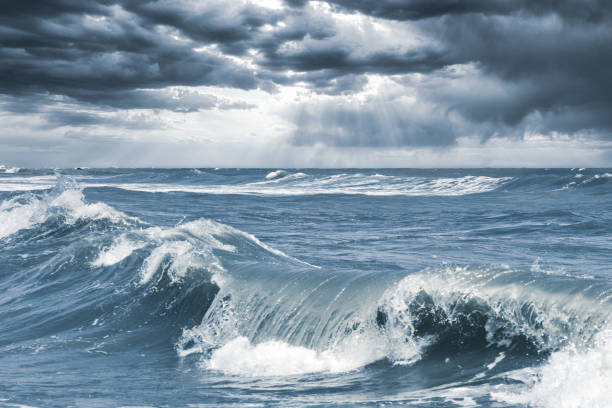 istock Surf waves seascape during tropical cyclone extreme weather storm 1226342028