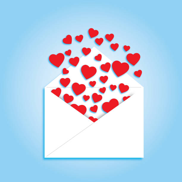 ilustrações, clipart, desenhos animados e ícones de envelope de valentine hearts - mail correspondence romance passion