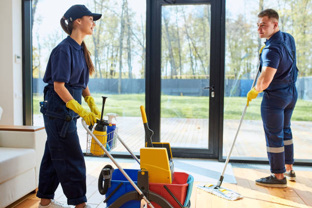 istock Two colleagues of cleaning service together at work 1226345447